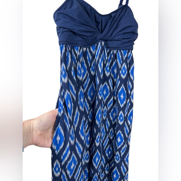 Anthropologie Lilka Cobalt Blue Ikat Maxi
Dress, Small Boho Hippie Summer Straps - Picture 6 of 8